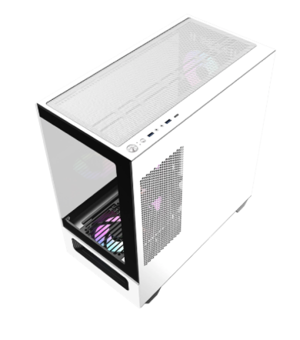 Raidmax Hurrikan H200 Kućište za desktop računar Midi Tower ARGB Belo-crno