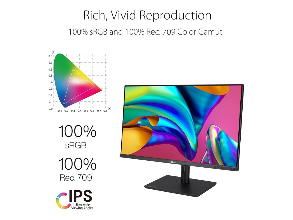 Asus Proart PA328QV Monitor 31.5" IPS 2560x1440 75Hz 5ms GtG HDMI DP USB pivot visina zvučnici, Crna
