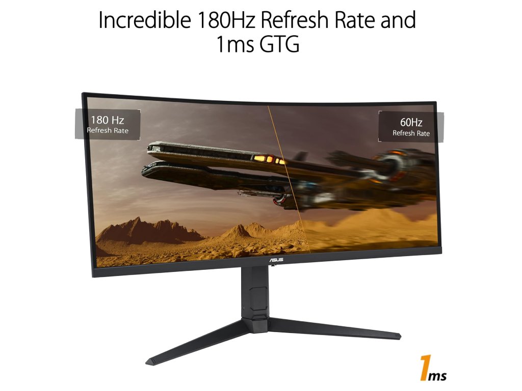 Asus TUF VG34VQL3A Gejming monitor 34" VA zakrivljen 21:9 3440x1440 180Hz 1ms GtG HDMIx2 DPx2 USB Gsync, Crna