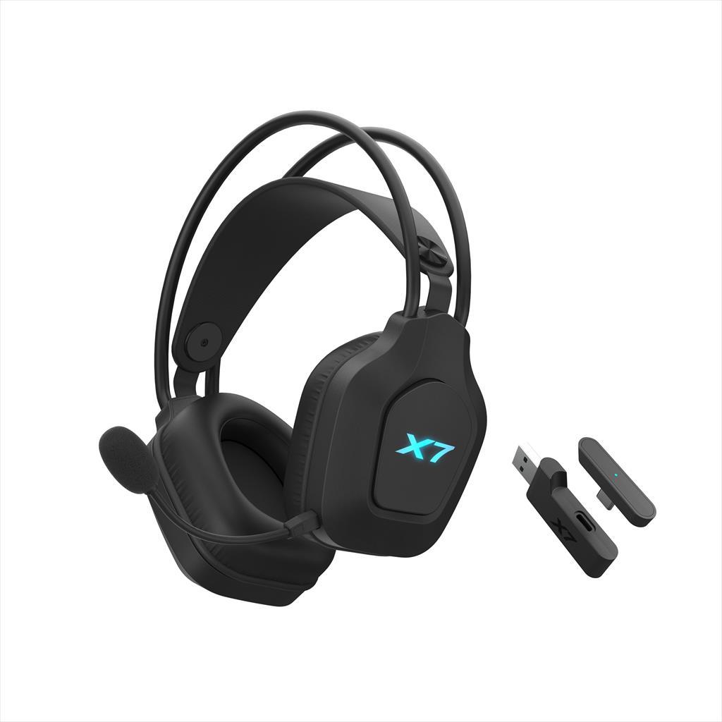 A4TECH X7 XR-200 Bežične slušalice Gejmerske RGB 3.5mm 2.4G BT 5.3 Mikrofon + Produžna dok stanica, Crne