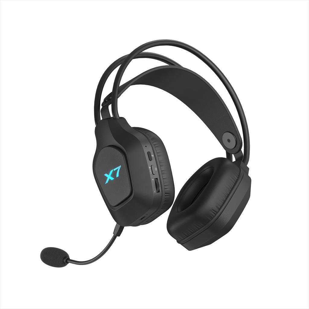A4TECH X7 XR-200 Bežične slušalice Gejmerske RGB 3.5mm 2.4G BT 5.3 Mikrofon + Produžna dok stanica, Crne