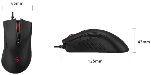 A4tech A4-ES5 Bloody Gejmerski miš 1000Hz 1000-3200Dpi, Crni
