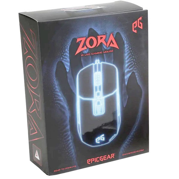 EpicGear Zora Gaming miš IR LED optički USB 3500DPI 7 tastera 1.8m kabl, Crni