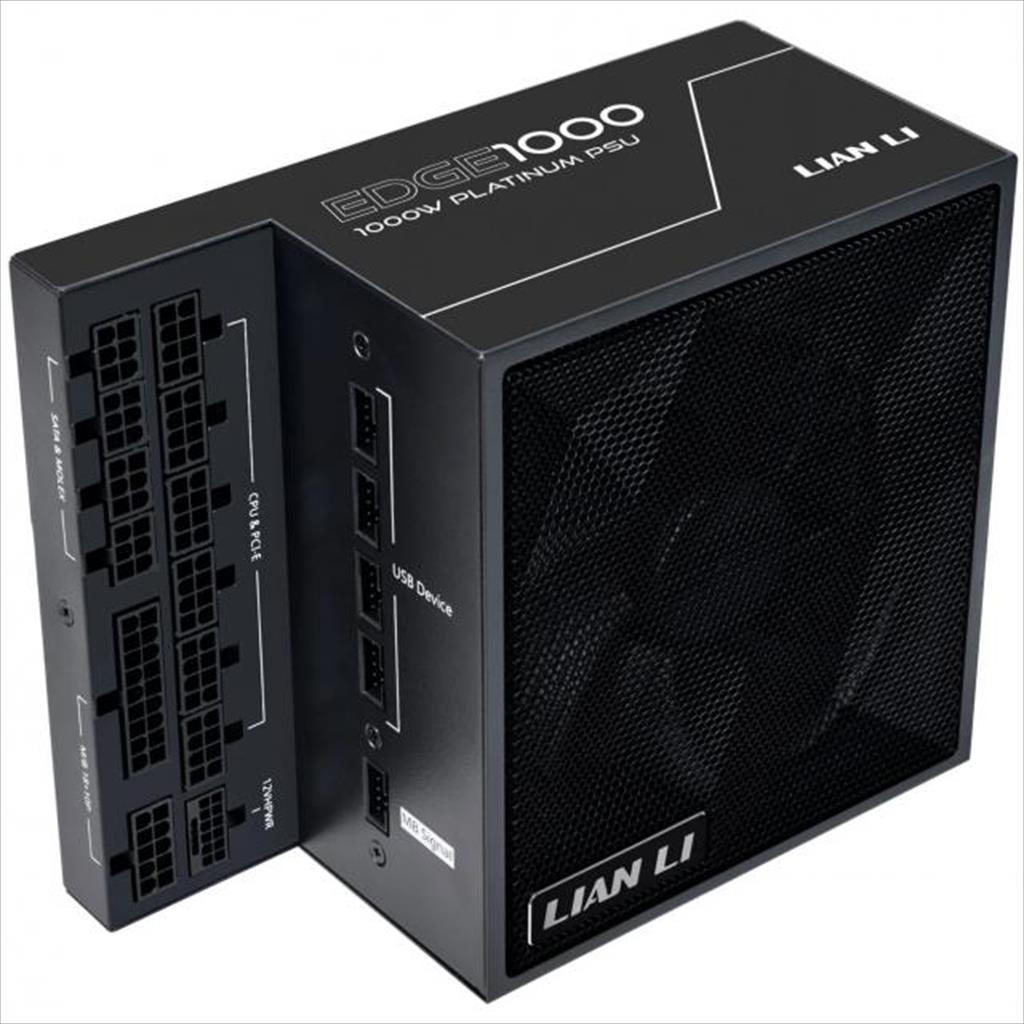 LIAN LI EG1000 Napajanje Edge 1000W 80+ Platinum Pcie 5.1 L-oblik sa 4 USB 2.0 konektora potpuno modularno, Crno
