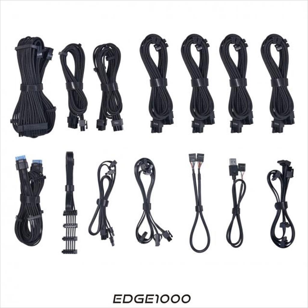 LIAN LI EG1000 Napajanje Edge 1000W 80+ Platinum Pcie 5.1 L-oblik sa 4 USB 2.0 konektora potpuno modularno, Crno