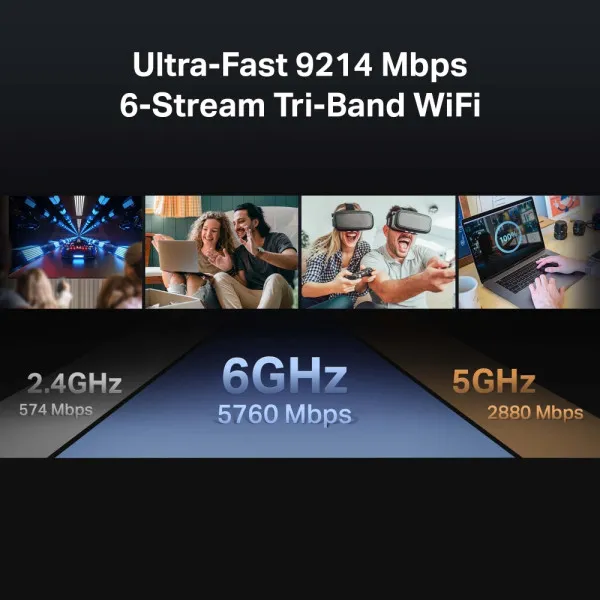 TP-Link Archer BE550 Ruter 9300mMbps 4 x 2.5G Lan 1 x 2.5G WAN USB, Crni