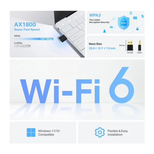 TP-Link Archer TX20U LAN MK NANO AX1800 WiFi dual band USB