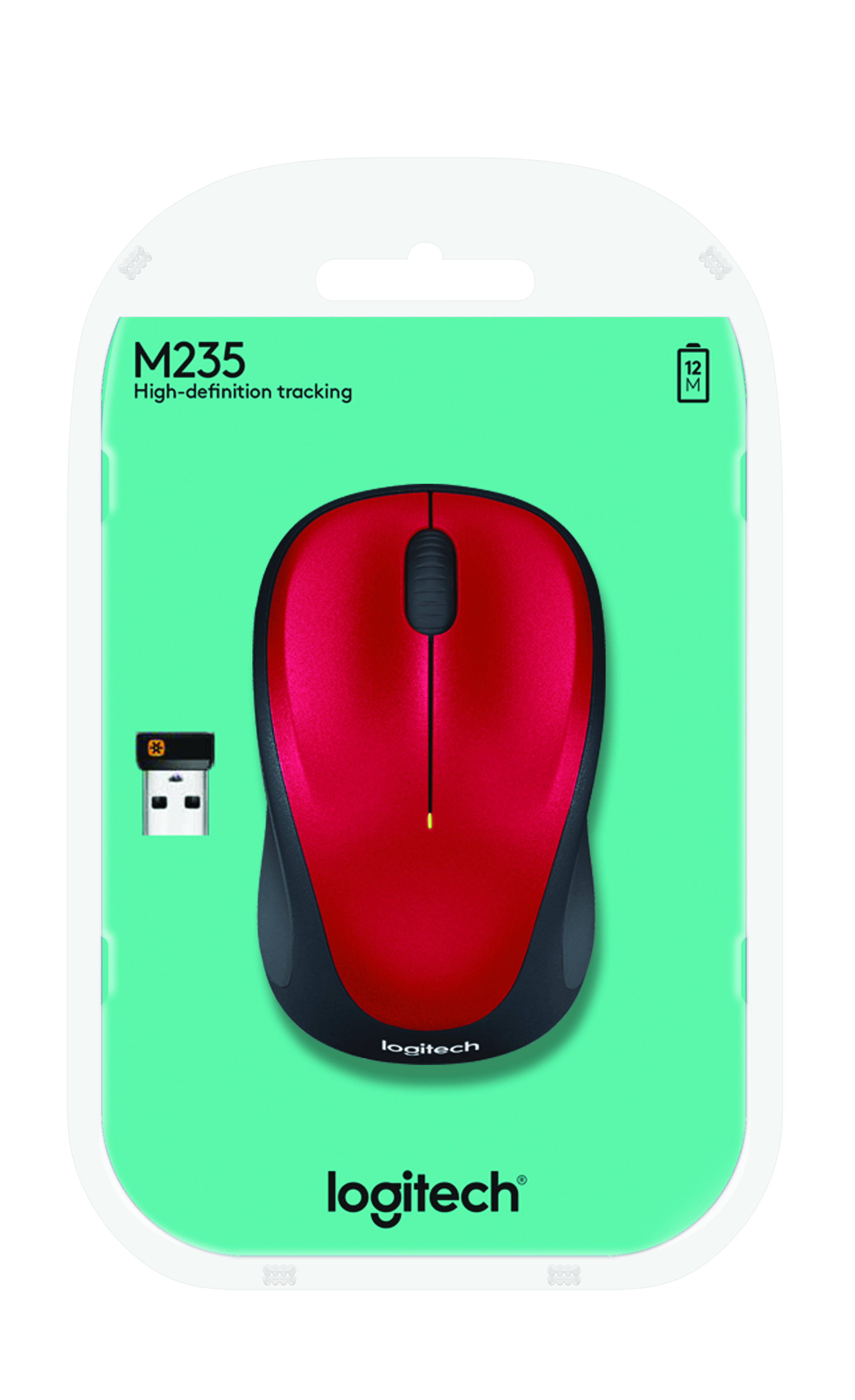 Logitech M235 Bežični optički miš Za levoruke i desnoruke, Crno-crveni