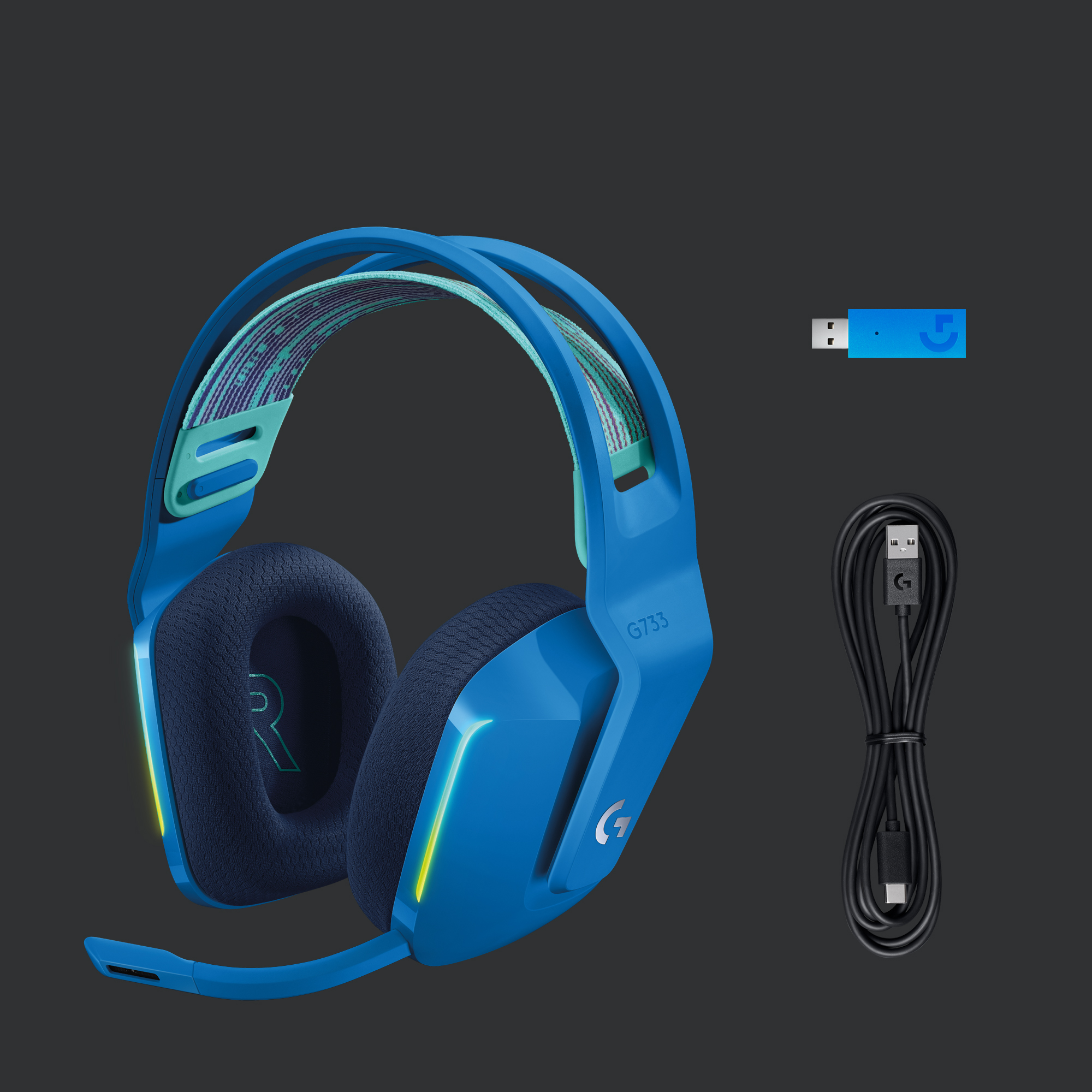 Logitech G733 Lightspeed Wireless RGB Gaming Headset, Blue