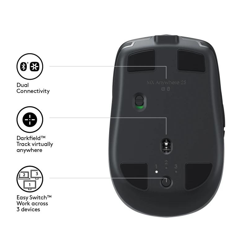Logitech MX Anywhere 2S Bežični miš 4000 dpi, Crni
