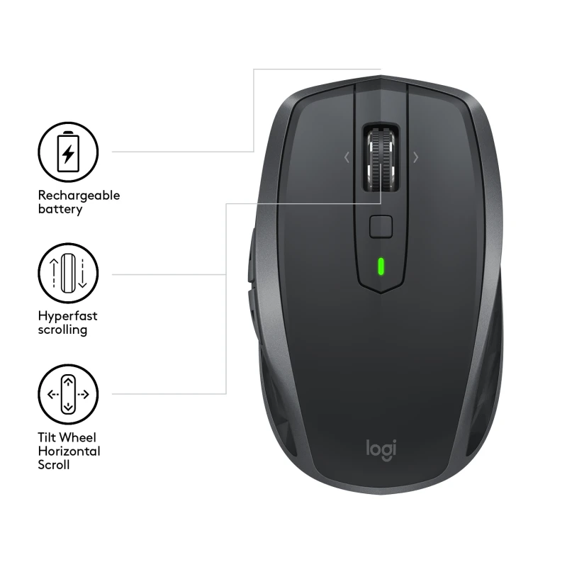 Logitech MX Anywhere 2S Bežični miš 4000 dpi, Crni