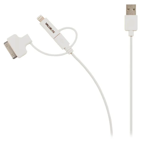 Nedis VLMP39410W1.00 3 u 1 Kabl za sinhronizaciju i punjenje USB-A muški - Micro B muški 1m + 30-Pin Doc, Beli