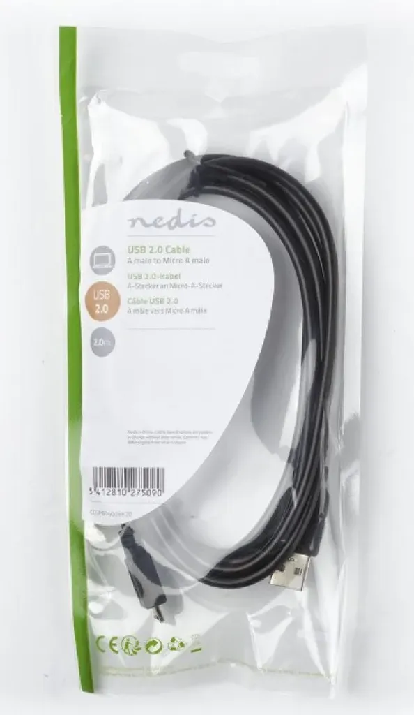 Nedis CCGP60880BK20 Micro USB kabl 2.0 480Mbps 2m Okrugli