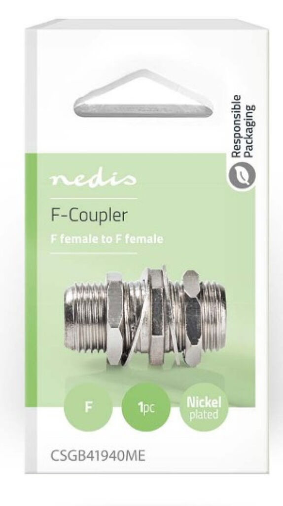 Nedis CSGB41940ME Adapter za satelitsku i antensku vezu F ženski na F ženski 75 Ohm Metalni 1 komad, Srebrni