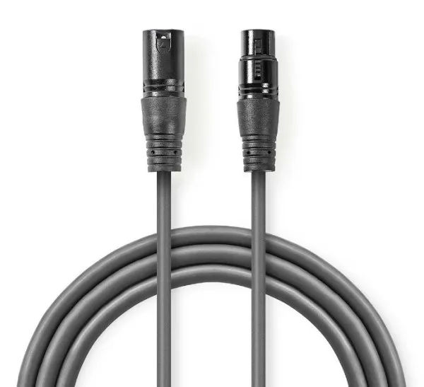Nedis DMX Adapter Kabl COTG15012GY200 XLR 3-Pin Muški na XLR 3-Pin Ženski Niklovani Konektori 20m PVC