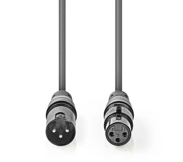 Nedis DMX Adapter Kabl COTG15012GY200 XLR 3-Pin Muški na XLR 3-Pin Ženski Niklovani Konektori 20m PVC