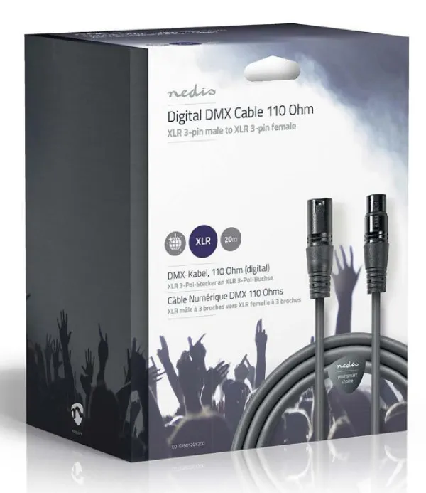Nedis DMX Adapter Kabl COTG15012GY200 XLR 3-Pin Muški na XLR 3-Pin Ženski Niklovani Konektori 20m PVC