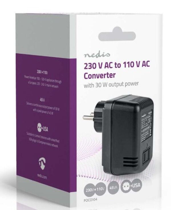 Nedis POCO104 Konvertor 230V AC 50Hz 30W Euro USA EU oprema
