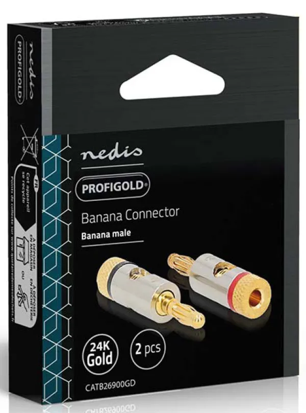 Nedis CATB26900GD Banana konektor Ravni Muški 2 komada
