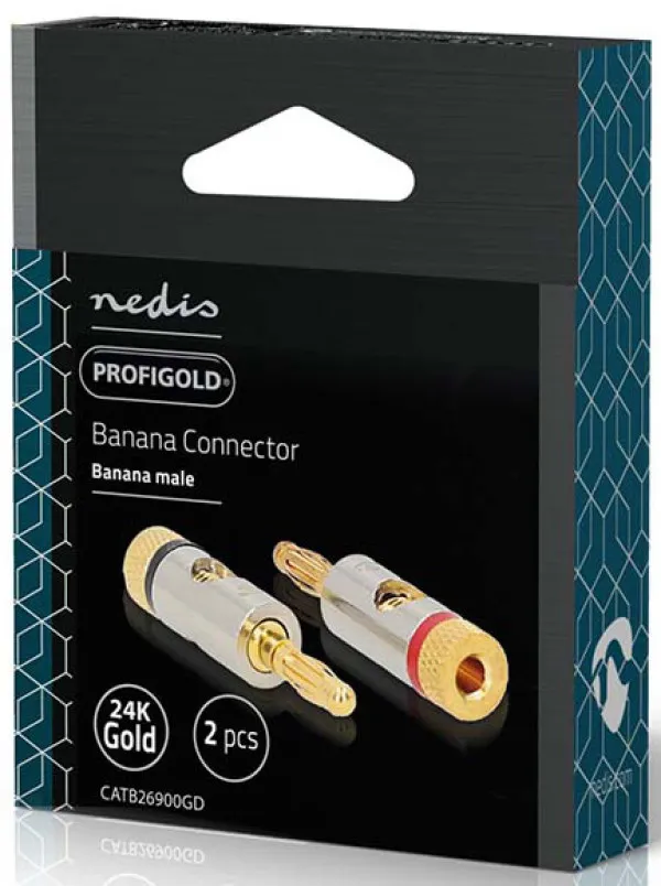 Nedis CATB26900GD Banana konektor Ravni Muški 2 komada