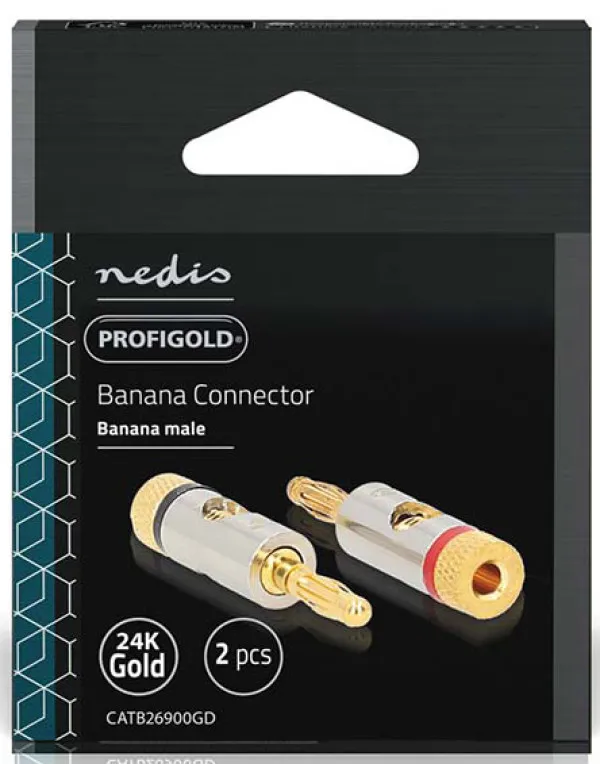 Nedis CATB26900GD Banana konektor Ravni Muški 2 komada