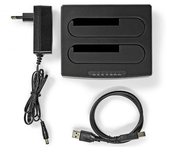 Nedis HDDUDB3210BK Dupli docking station za 2.5/3.5 SATA hard diskove USB 3.2 Kloniranje max 8TB