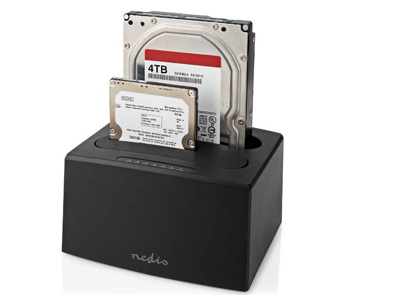 Nedis HDDUDB3210BK Dupli docking station za 2.5/3.5 SATA hard diskove USB 3.2 Kloniranje max 8TB
