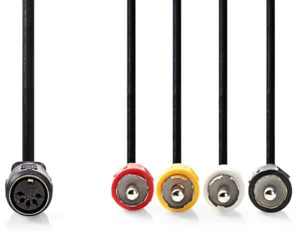Nedis CAGL20475BK02 DIN Audio Kabl DIN 5-Pin Ženski na 4x RCA Muški Niklovani Konektori 0.20m PVC, Crni