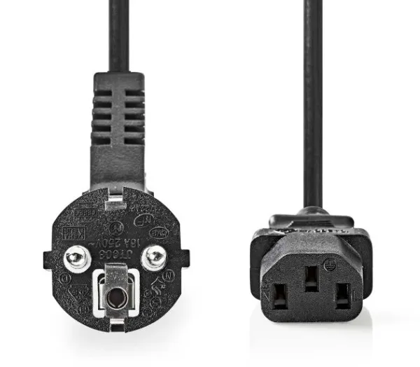 Nedis CEGL10015BK30 Naponski kabl sa uzemljenjem (IEC-320-C13) PC-186 Ugaoni 3m, Crni
