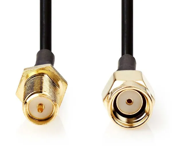 Nedis CSGL02210BK50 RP SMA kabal RP muški SMA ženski Gold Plated 50Ω 5m, Crni