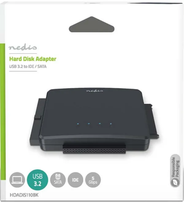 Nedis HDADIS110BK Set adapter USB3.2 za 2.5-3.5 HDD IDE + SATA Adapter