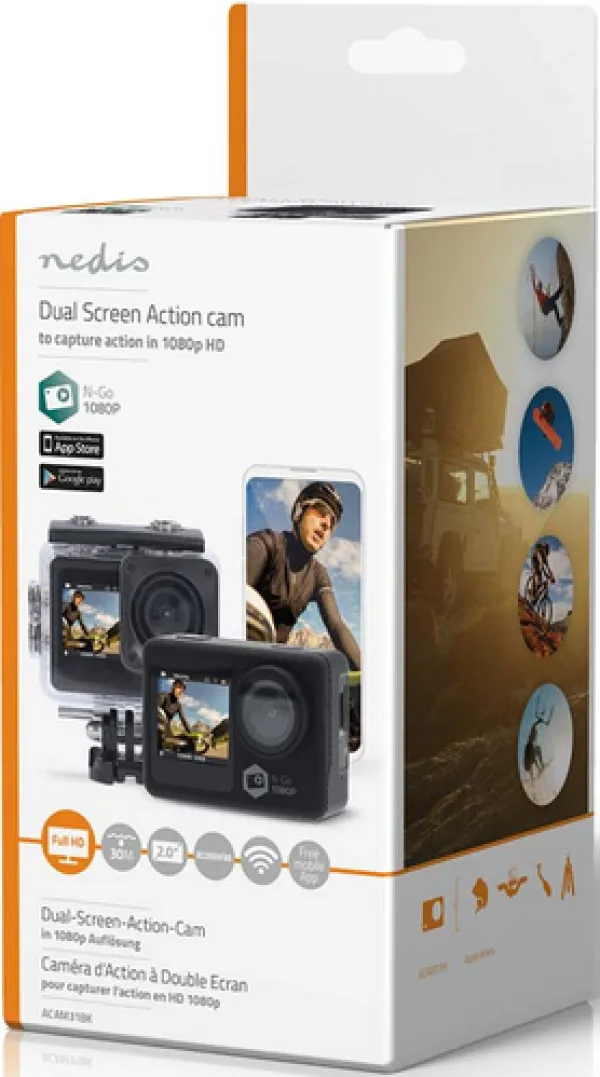 Nedis ACAM31BK Akciona kamera sa dva ekrana 1080p 30fps