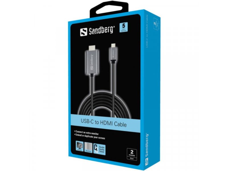 Sandberg USB C - HDMI Kabl 4K 2m, Crni