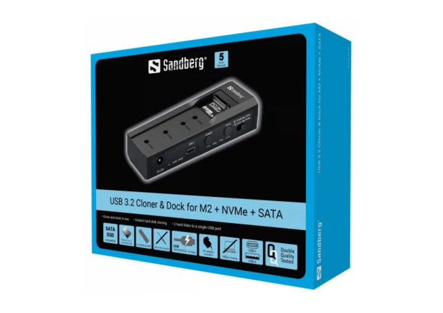 Sandberg USB Docking M2 + NVMe + SATA 136 USB Docking