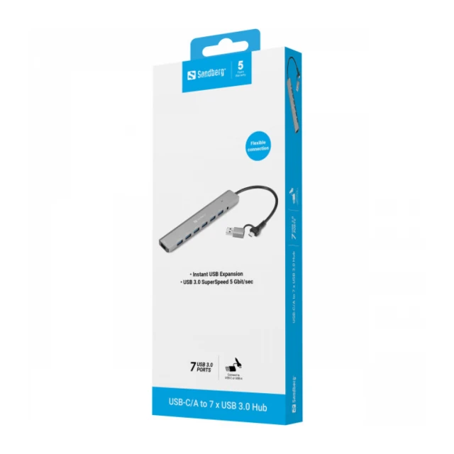 Sandberg USB Hub USB-A/USB-C 7 USB 3.0 portova