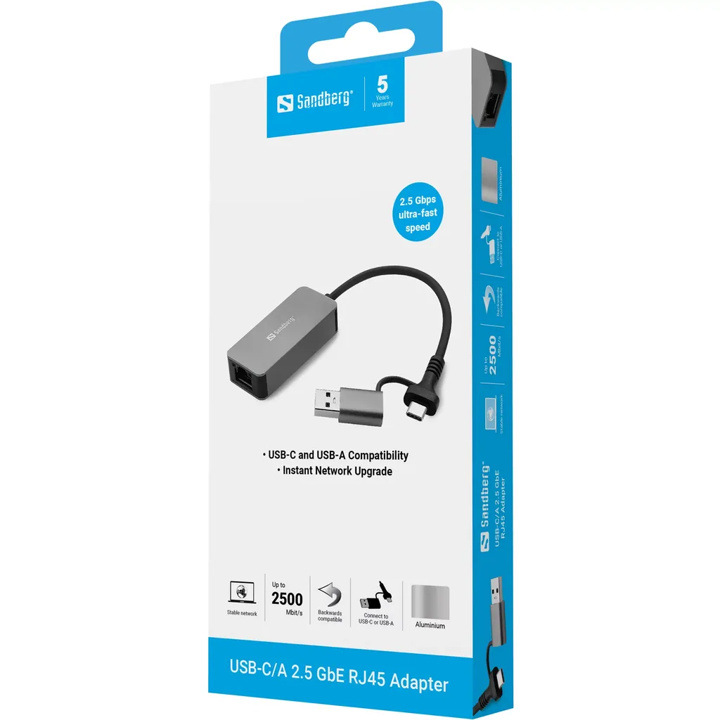 Sandberg 136-68 USB adpater USB-C/A na RJ-45