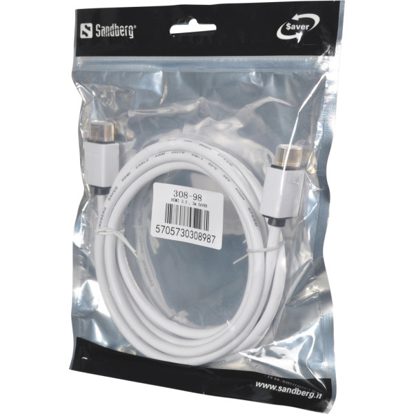 Sandberg 308-98 Kabl HDMI 2.0 M/M 2m, Beli