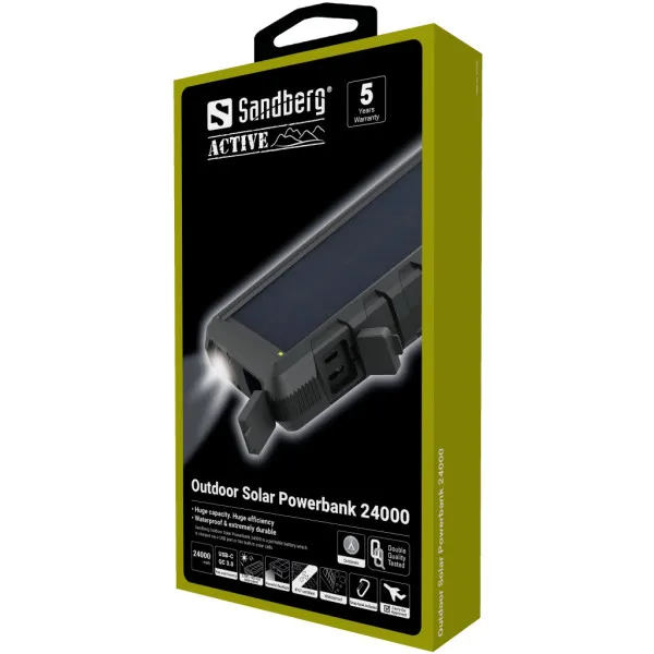 Sandberg 420-38 Eksterna baterija Outdoor Solar 24000 mAh, Crna
