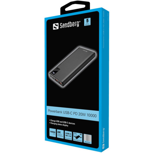 Sandberg 420-58 Eksterna baterija 10000mAh 20W, Crna