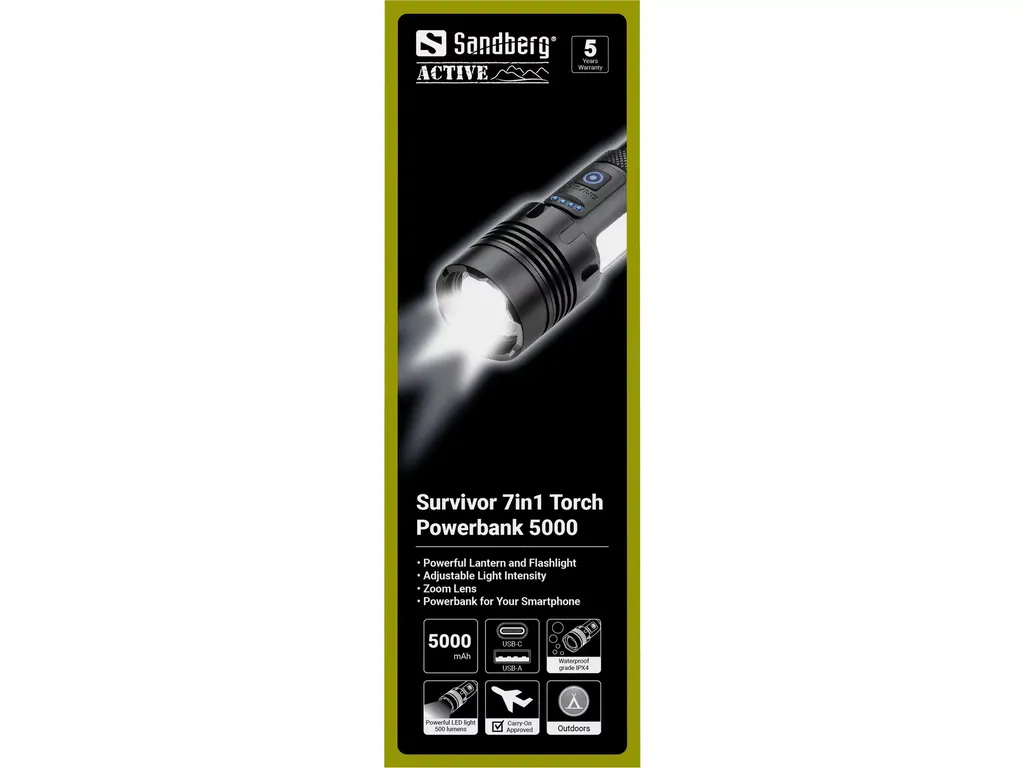 Sandberg Survivor 7u1 Baterijska lampa i powerbank 5000 421-08