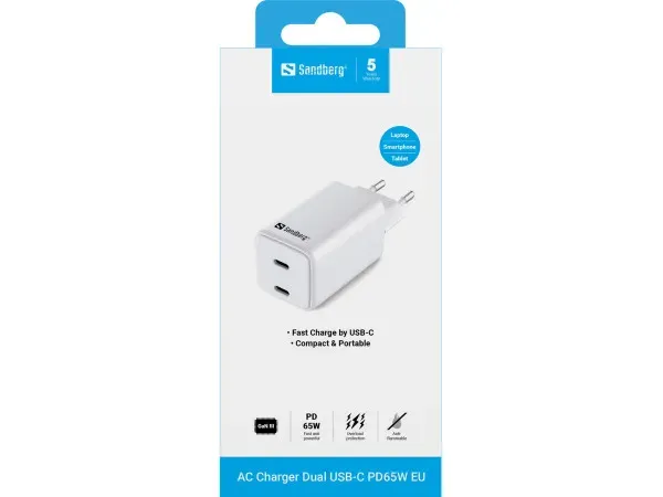 Sandberg 441-56 USB-C kućni punjač Dual USB-C PD 65 W