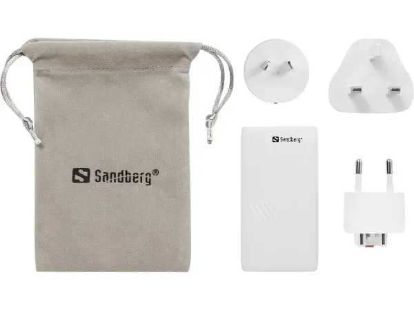 Sandberg 441-68 Putni punjač 2 x USB-C/A 65 W 4 u 1, Beli