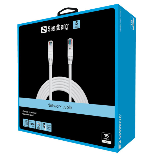 Sandberg 506-98 Mrežni kabl LAN UTP Cat6 15m, Beli