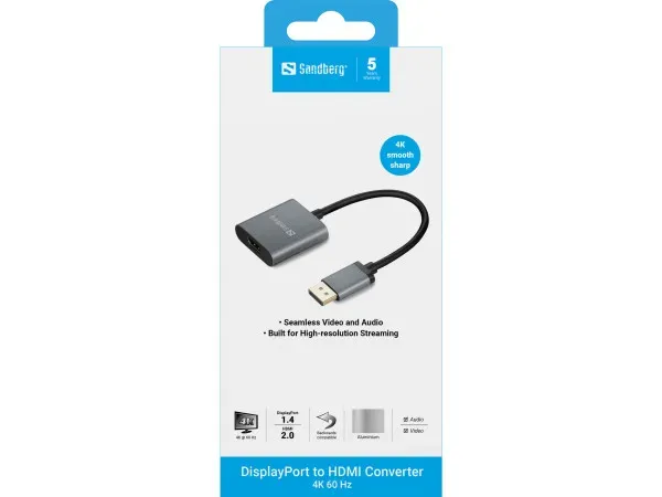 Sandberg 509-19 DisplayPort na HDMI adapter DisplayPort 1.4 muški HDMI 2.0 ženski 4K