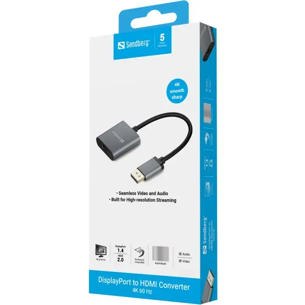 Sandberg 509-19 DisplayPort na HDMI adapter DisplayPort 1.4 muški HDMI 2.0 ženski 4K