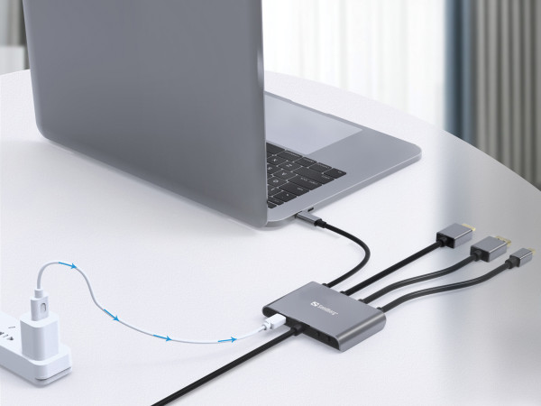 Sandberg 509-21 Kabl-display HUB All-In-One USB C/DP/m DP/HDMI HDMI 2m sivi, Sivi