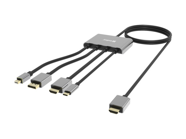 Sandberg 509-21 Kabl-display HUB All-In-One USB C/DP/m DP/HDMI HDMI 2m sivi, Sivi