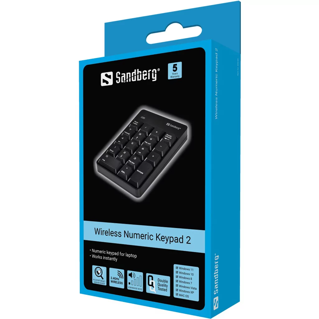 Sandberg 630-05 Numerička tastatura Bežična, Crna