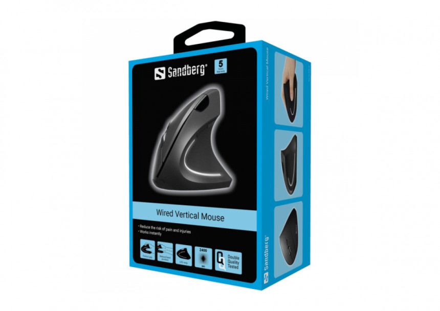Sandberg 630-14 Miš Vertical Mouse USB 1600 DPI, Crni
