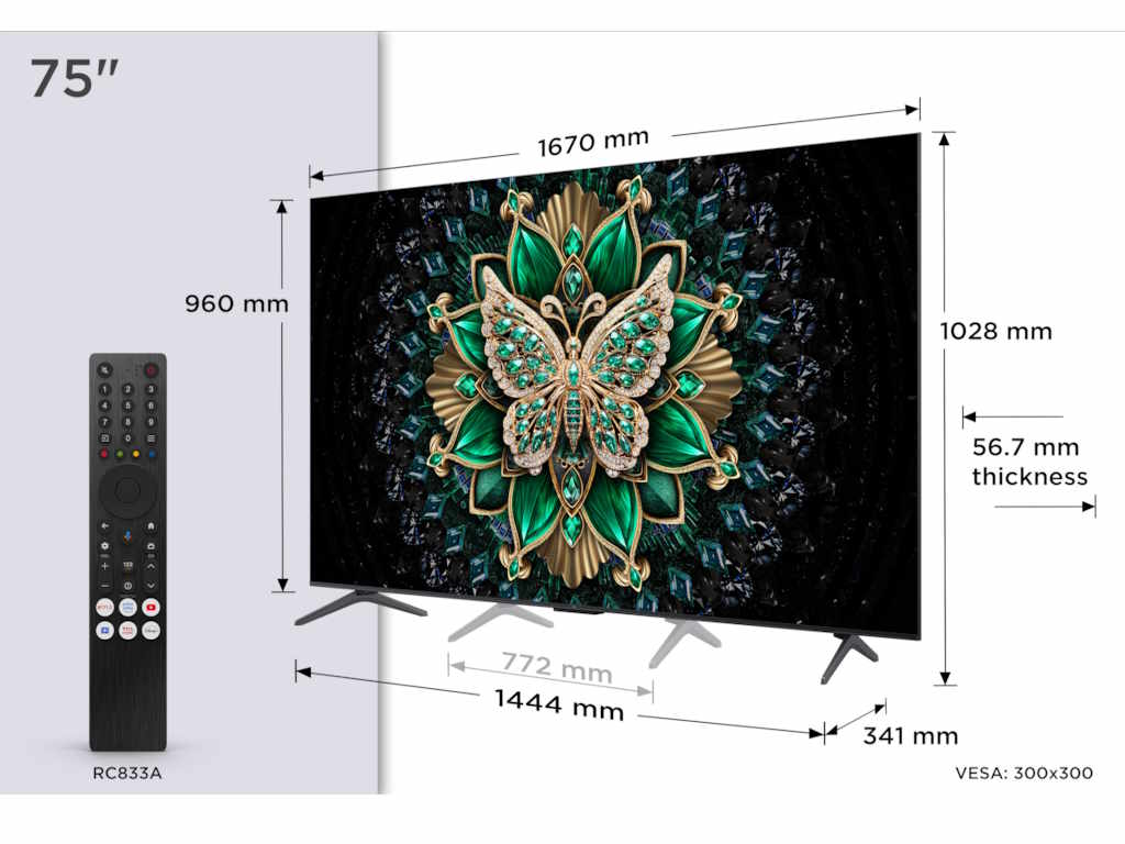 TCL 75"C6K 4K QD-Mini LED TV 144Hz Google TV